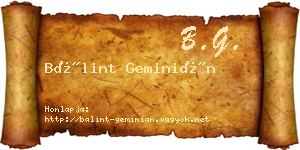 Bálint Geminián névjegykártya